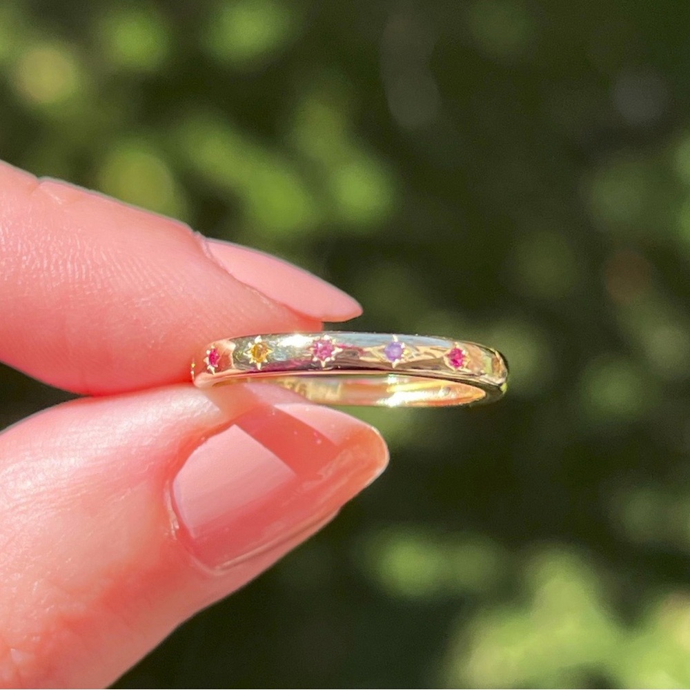 14k gold multicolor sapphire ring